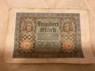 Tysk 100 mark seddel fra 1920.