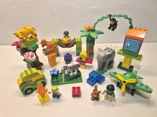 Duplo Safari Mange Dyr, Mennesker, Fly, Vogn samt