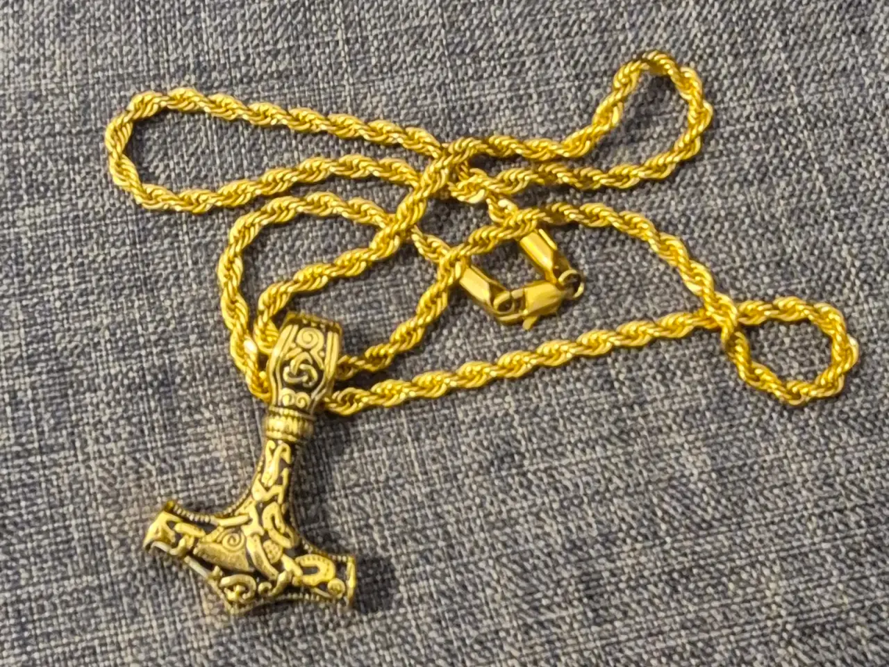 Billede 2 - Thors hammer halskæde, goldfilled.