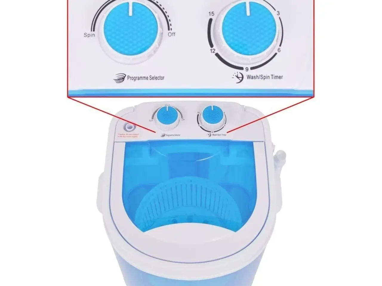 Billede 4 - Mini-vaskemaskine med enkelttromle 2,6 kg - blå/hvid