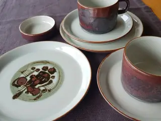 Kaffe/te kopper med underkopper+tallerkener