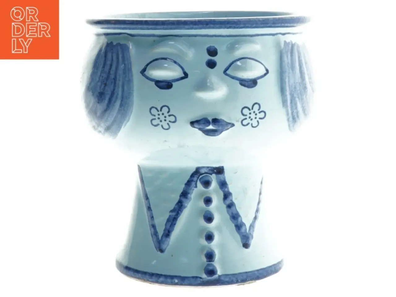 Billede 1 - Keramisk vase med ansigtsmotiv (str. Ø 15x17 cm)
