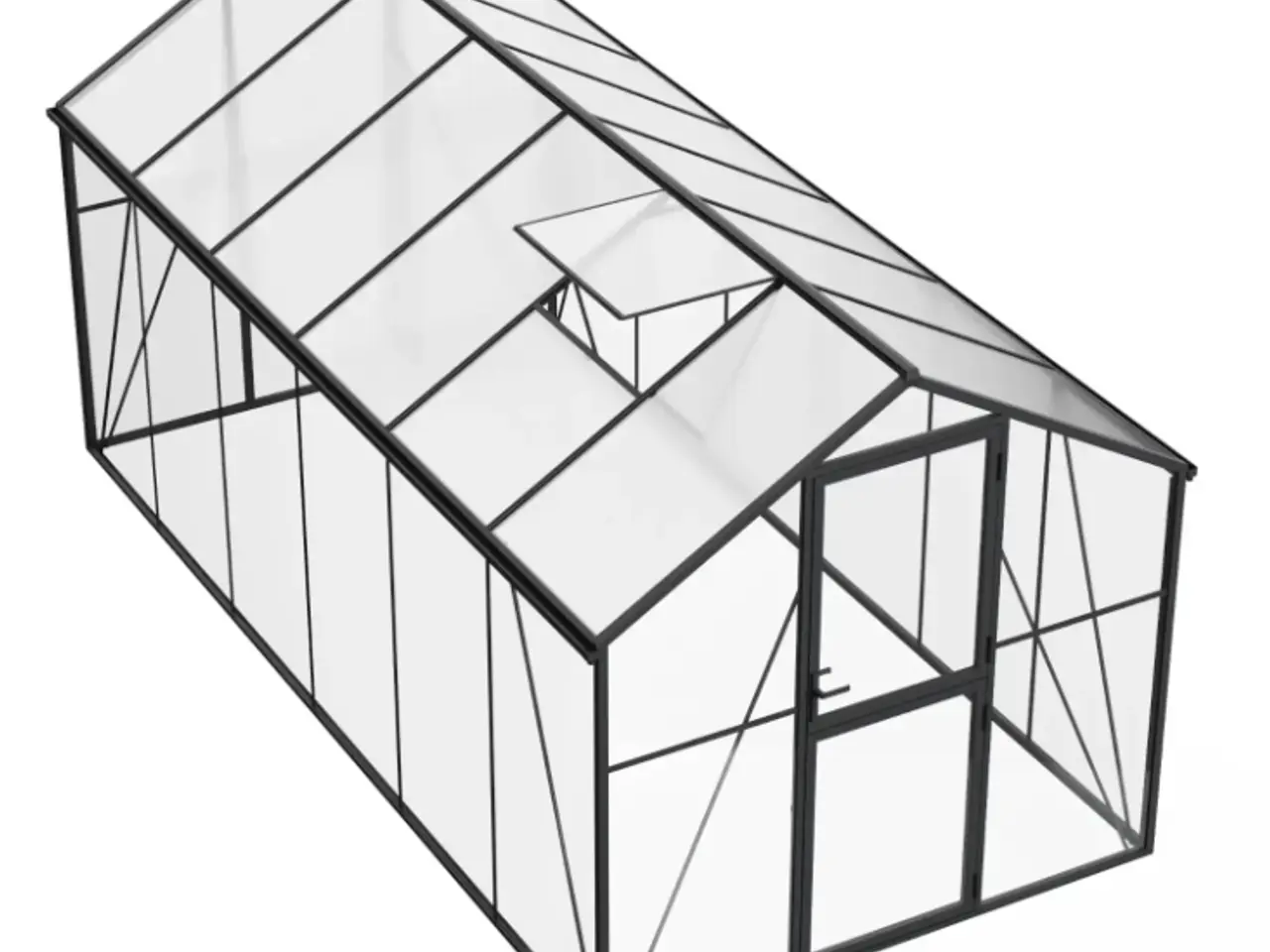 Billede 1 - Drivhus Premium Sort 457 cm - Glas/Polycarbonat 10,4m2