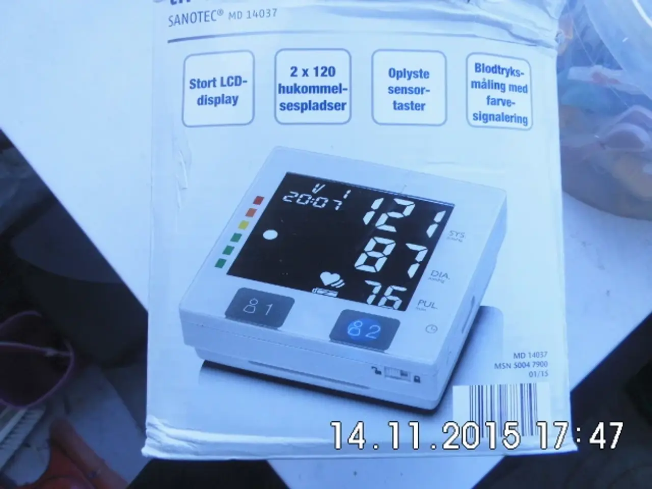 Billede 1 - Sanotec MD 14037 blodtryksmåler med stort LCD-disp
