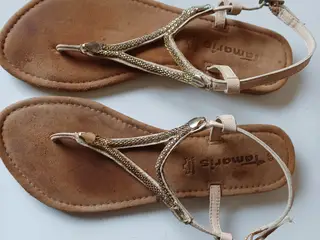 Tamaris sandaler str 39 læder, beige/guld