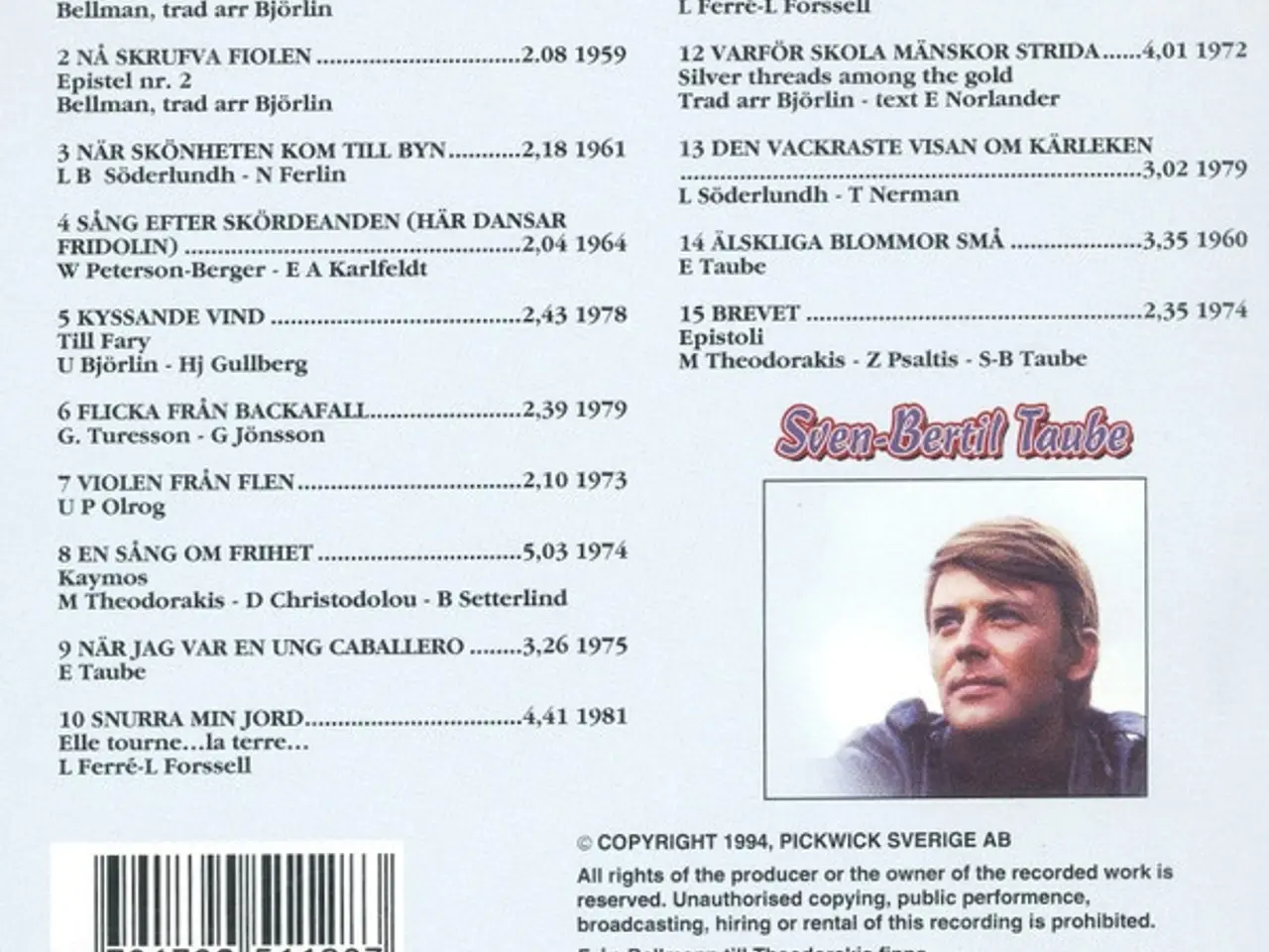 Billede 2 - Sven-Bertil Taube – Från Bellman Till… – CD