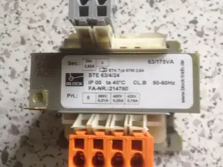 Transformer 400/24 volt, 63 VA