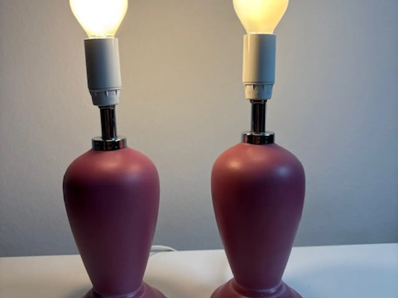 Billede 2 - Dansk Odreco porcelæns bordlampe sæt i rosa
