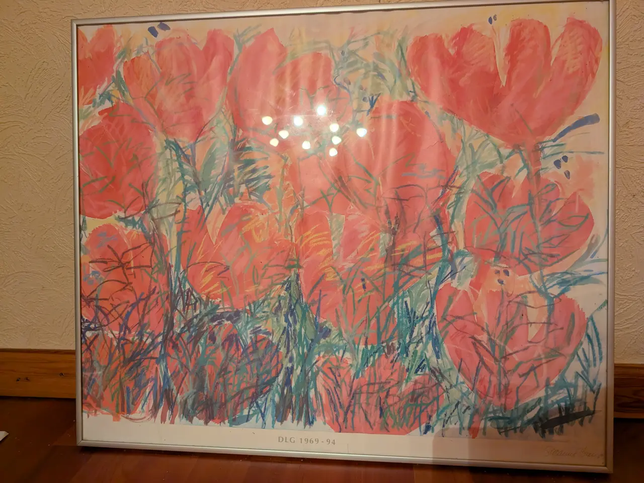 Billede 2 - Plakat med røde blomster i ramme