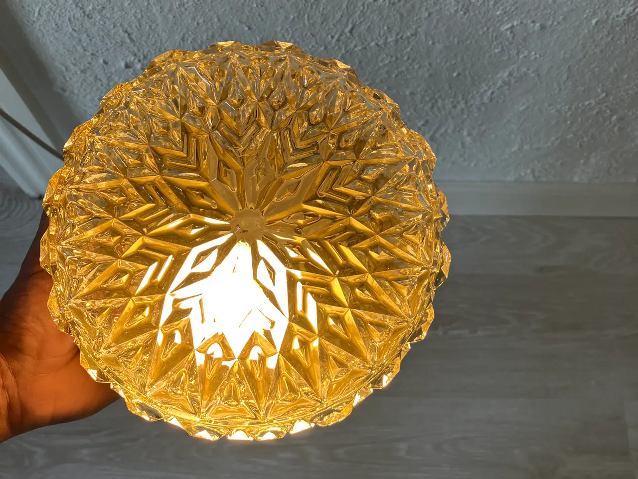 Billede 1 - Vintage plafon i ravfarvet glas