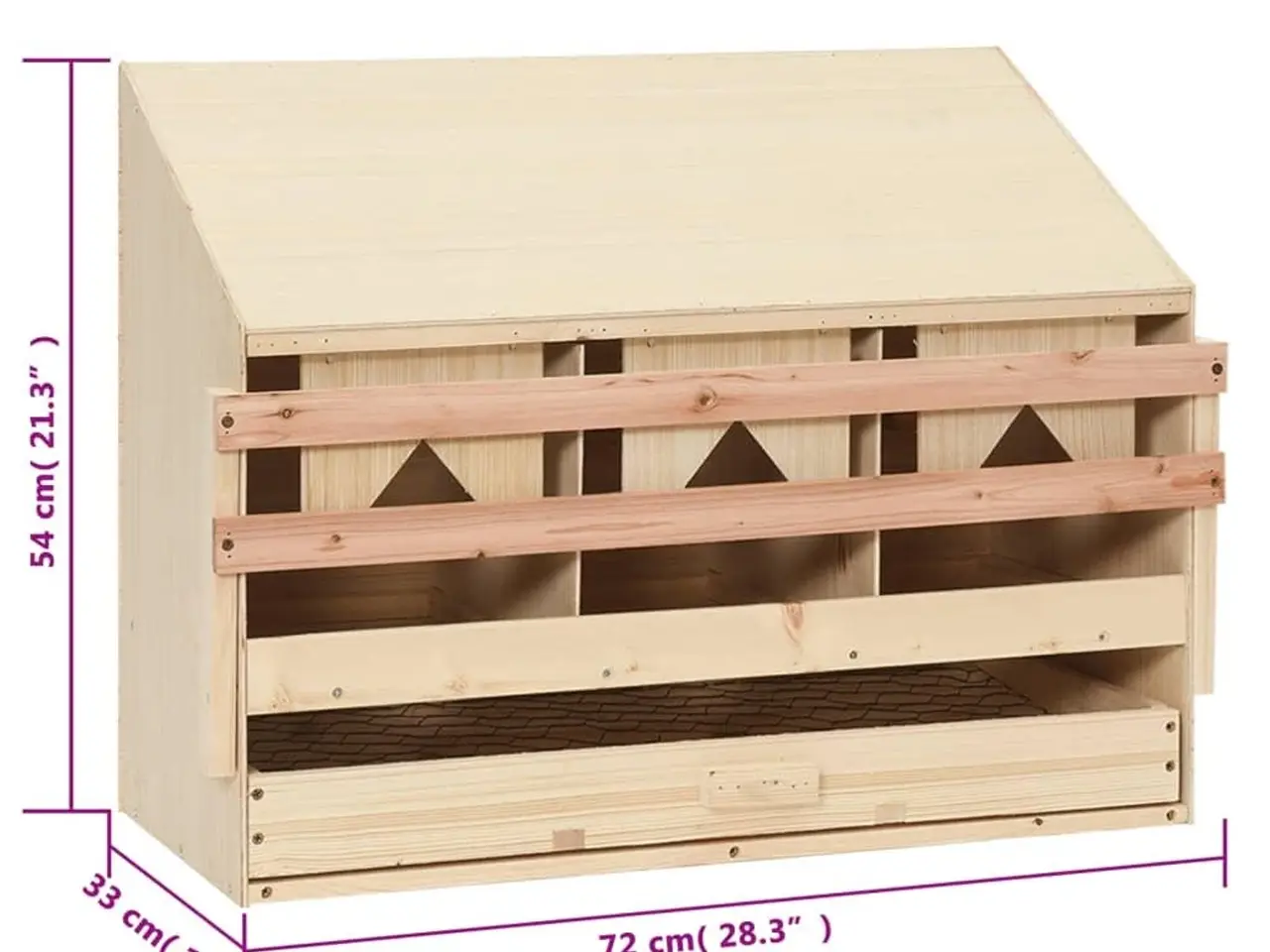 Billede 7 - Redekasse til høns med 3 rum - 72 x 33 x 54 cm