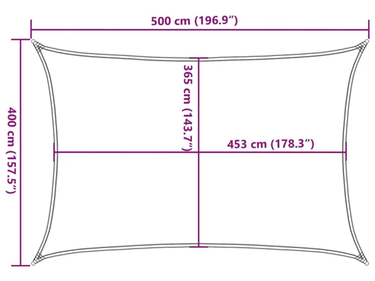Billede 9 - Solsejl 5 × 4 m - lysegrå, vandafvisende polyester