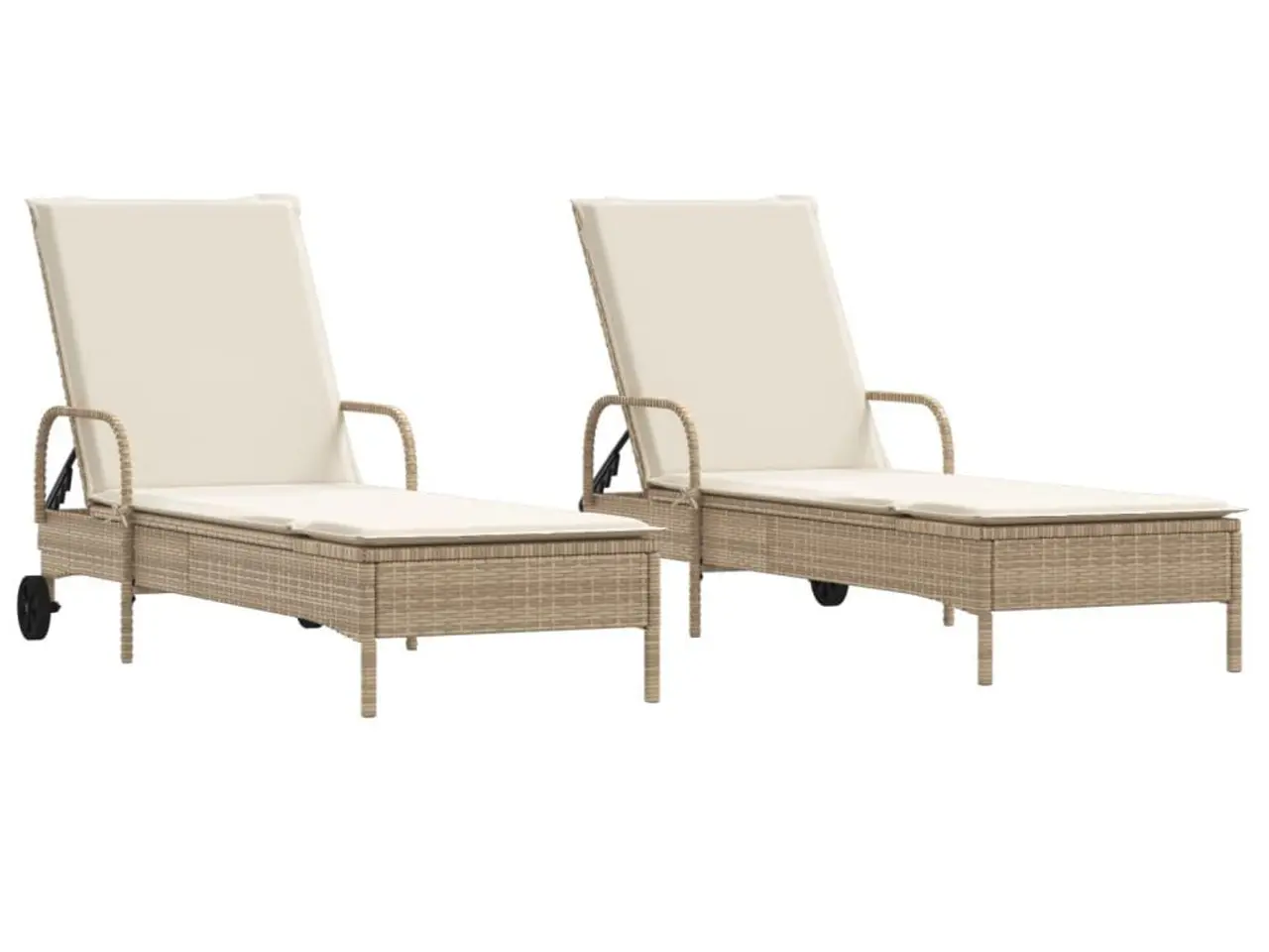 Billede 2 - Liggestole 2 stk. med hynder polyrattan beige
