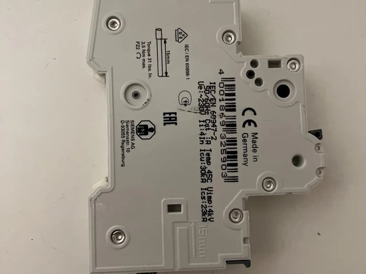 Billede 2 - Siemens MCB 5SY6104-6 B4 Miniature automatsikring