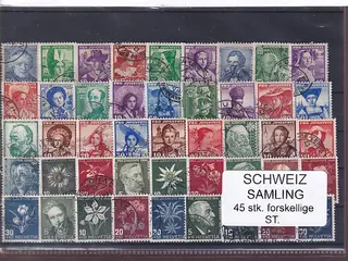 Schweiz Samling - 45 stk. stemplet/ustemplet