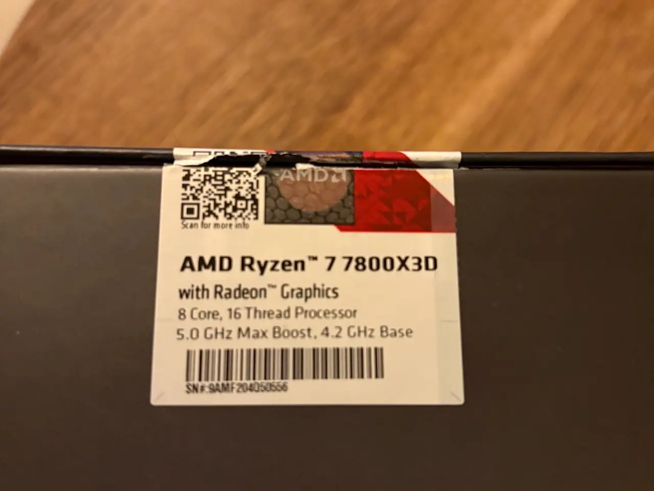 Billede 2 - AMD Ryzen 7 7800X3D, box cpu, næsten helt ny.