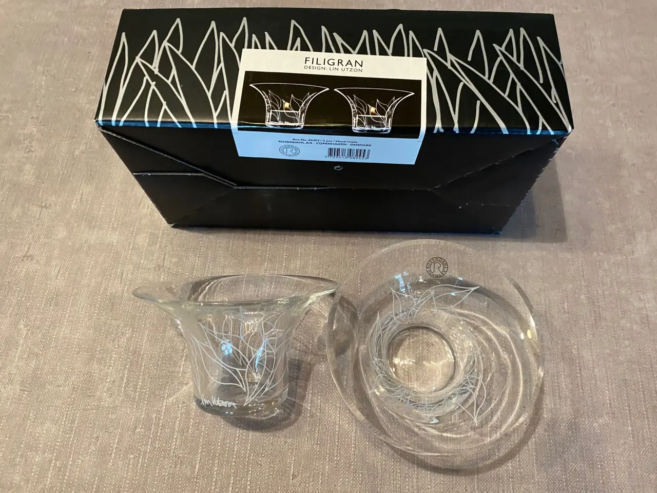 Billede 3 - Rosendahl Filigran glasskål, lysestager og vase