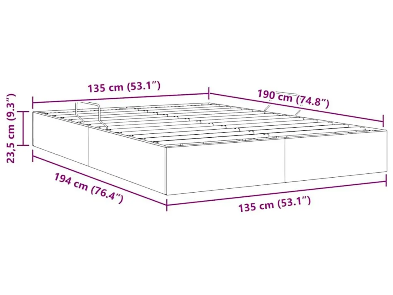 Billede 13 - Opbevaringsseng med madras Sort 135 x 190 cm Velour