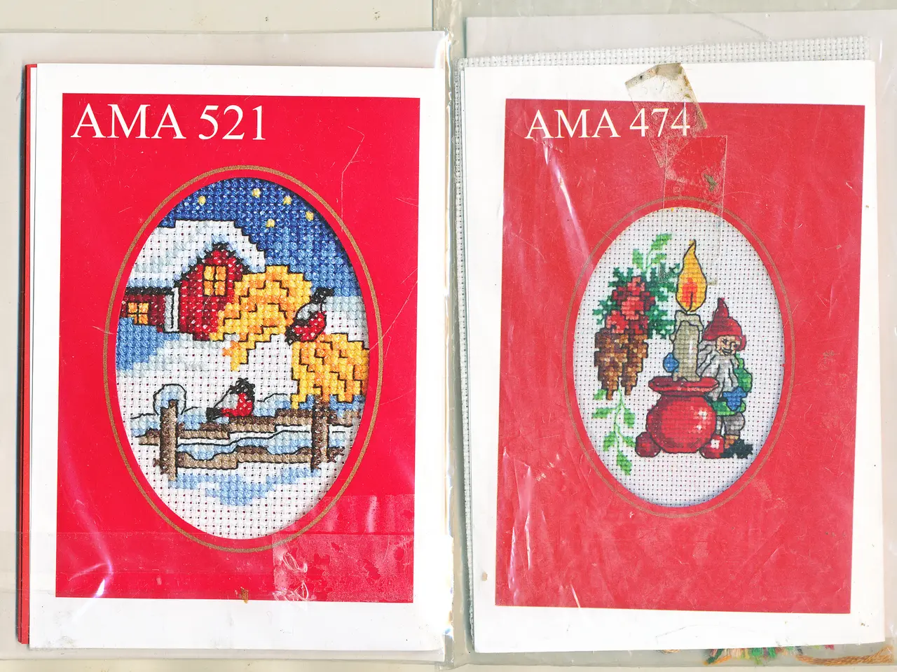 Billede 1 - 2 BRODERIKIT TIL JULEKORT FRA AMA