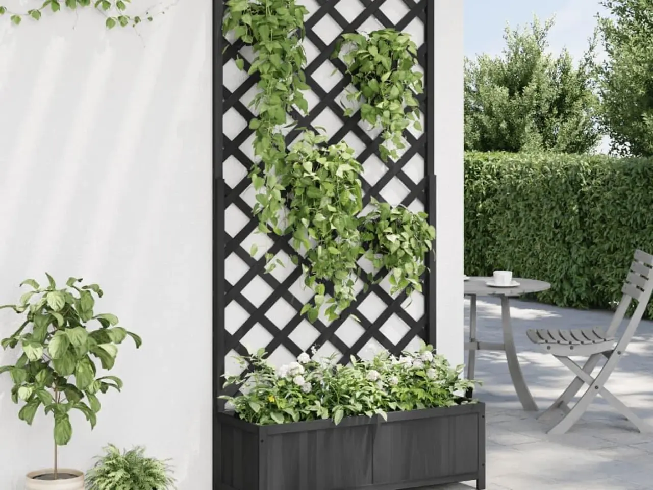 Billede 3 - Plantekasse med espalier - sort 90 x 35 x 180 cm