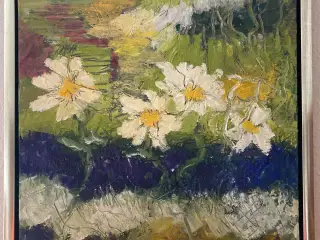 Maleri med hvide blomster