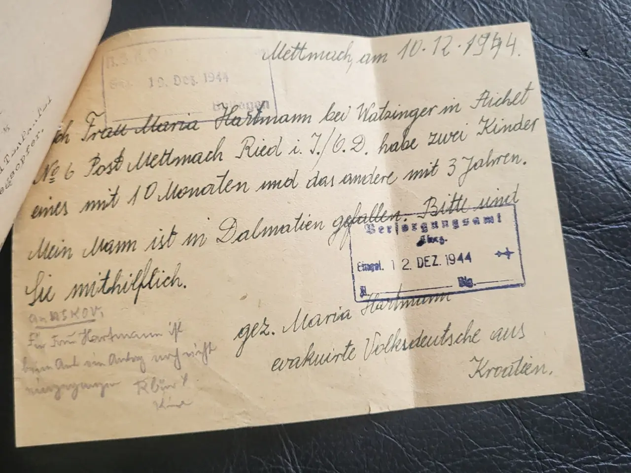Billede 4 - WW2 - Original tysk ansøgning om enkepension