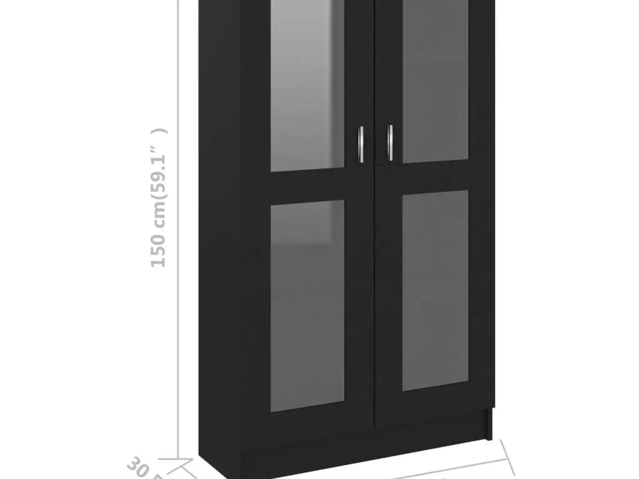 Billede 8 - Vitrineskab 82,5x30,5x150 cm konstrueret træ sort