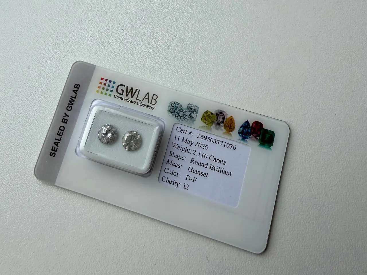 Billede 10 - 2.11 CT Diamanter m. certifikat – D-F farve