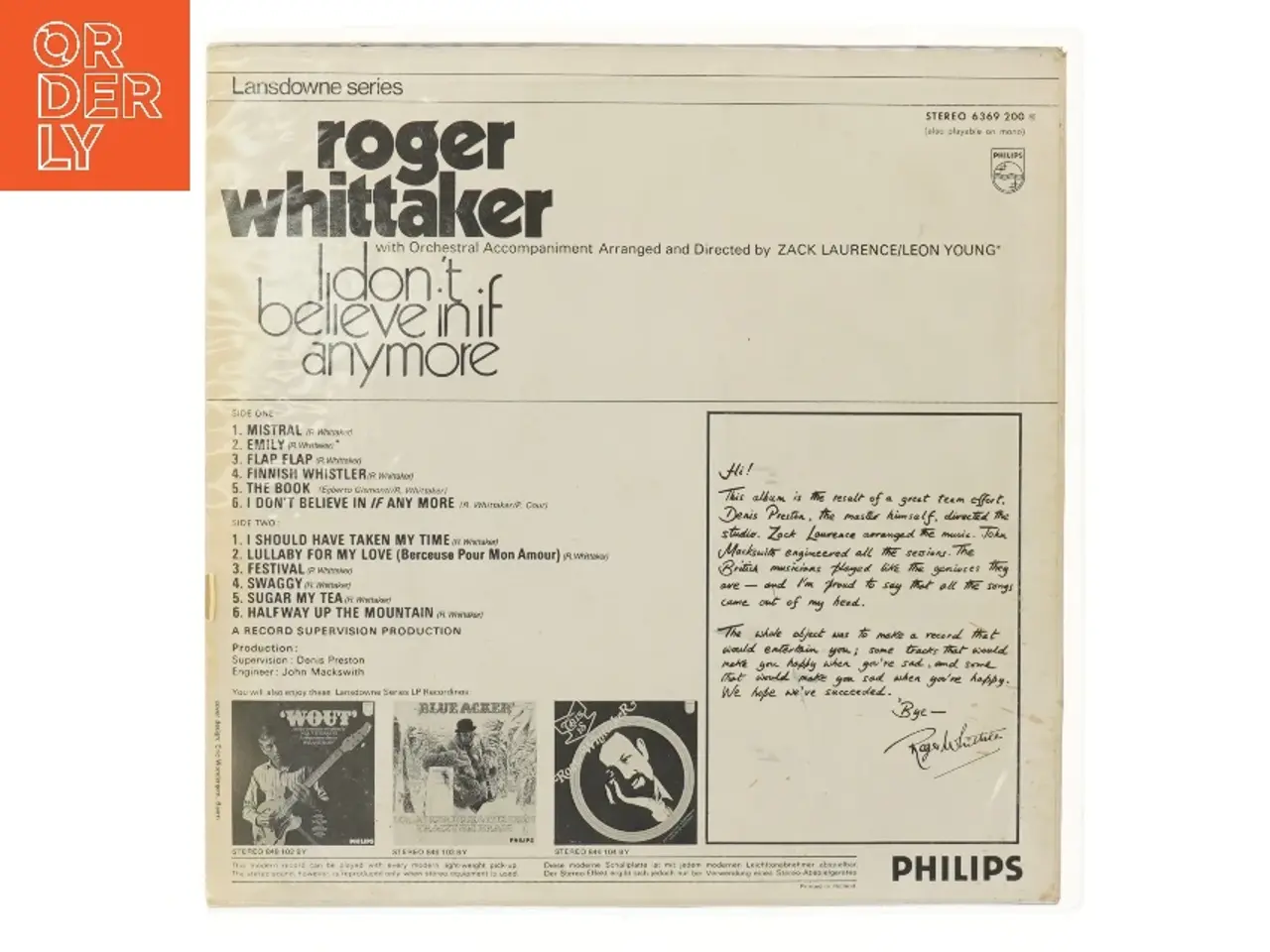 Billede 2 - Roger Whittaker LP - I Don't Believe In If Anymore fra Philips