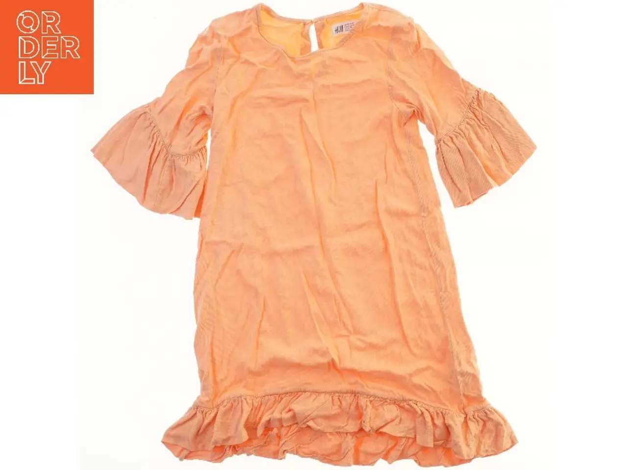 Billede 1 - Orange kjole med flæser fra H&M (str. 134)
