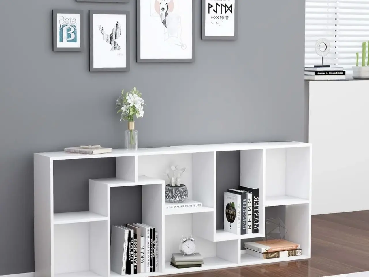 Billede 3 - Bogreol 67x24x161 cm konstrueret træ hvid