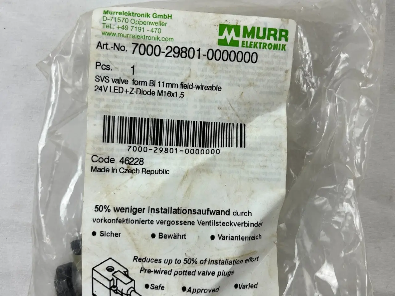 Billede 4 - Murr Elektronik 7000-29801-0000000 ventil stik B