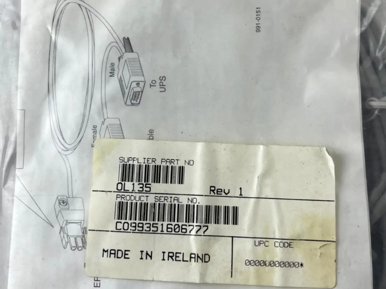 Billede 1 - IBM / APC UPS Serial Interface kabel OL135