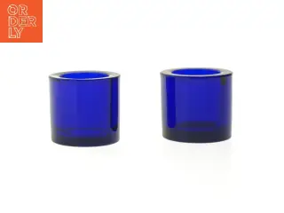 Blå glas lysestager fra Marimekko (str. Ø 6,5xh6 cm)