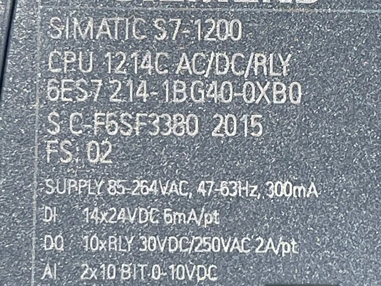 Billede 3 - Siemens SIMATIC S7-1200 CPU 1214C AC/DC/RLY PLC