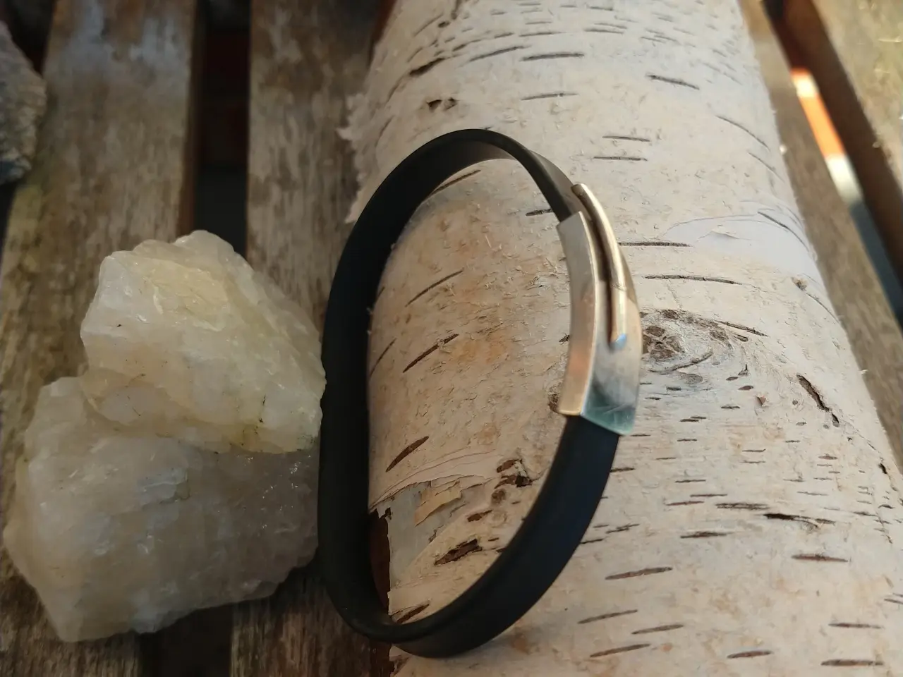 Billede 1 - Læderarmbånd med sølv