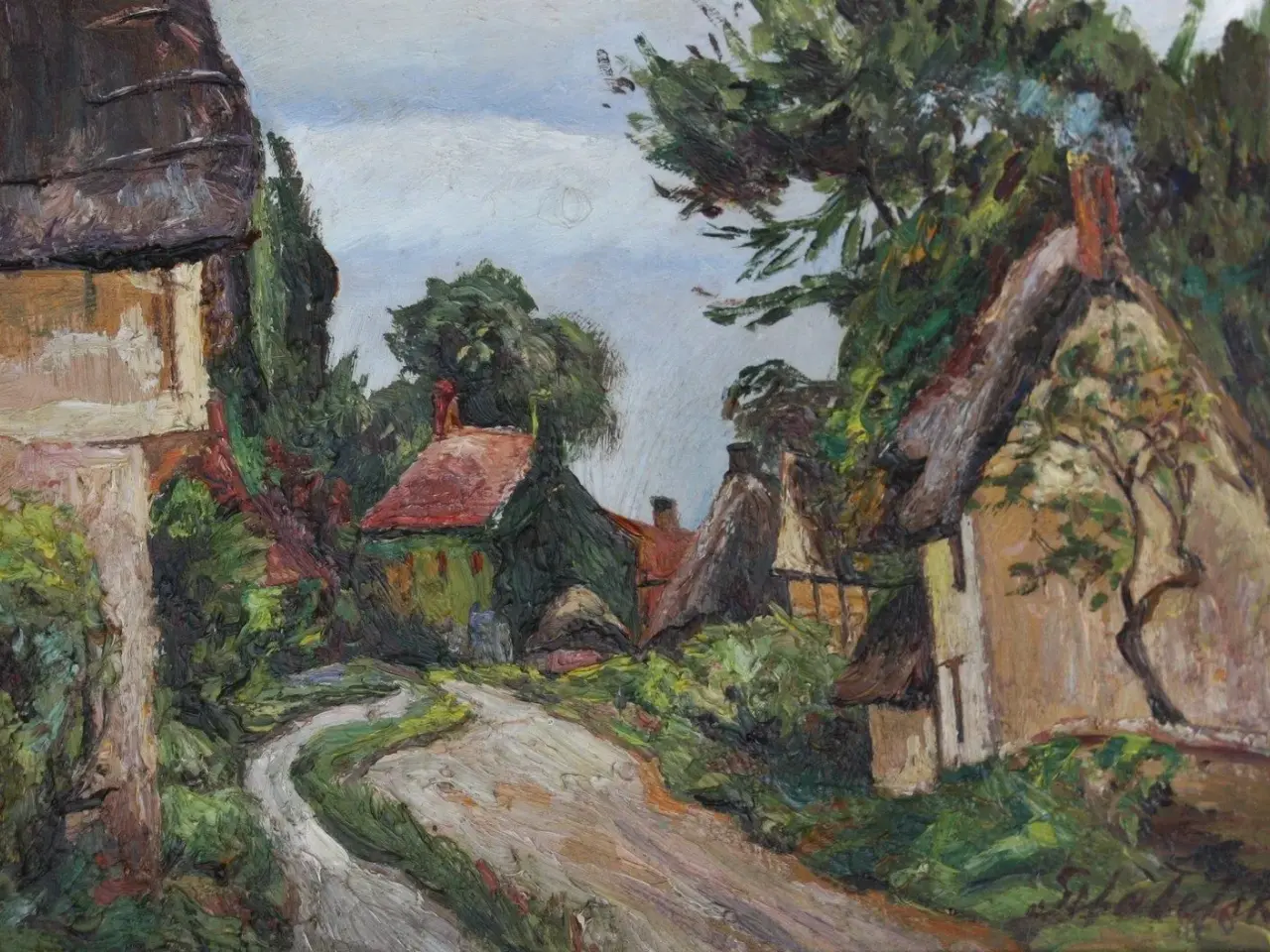 Billede 5 - Maleri, landsbymotiv