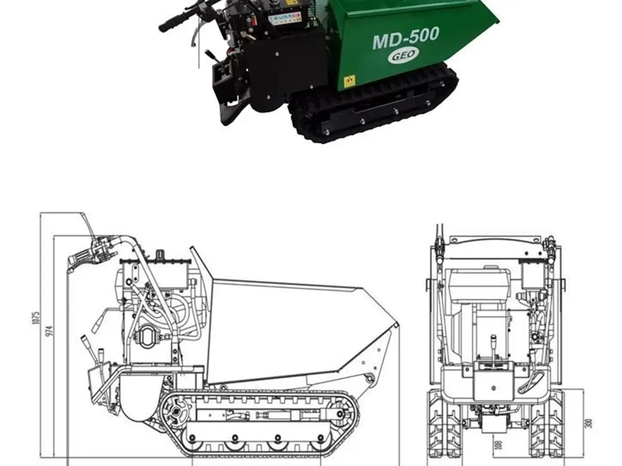 Billede 5 - GEO Motorbør mini dumper 500kg Benzin motor *Leveres inkl sneskrabe blad*