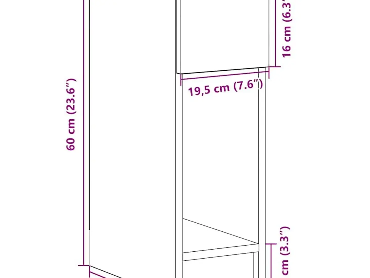 Billede 11 - Sengebord med skuffe 20×36×60 cm - hvid