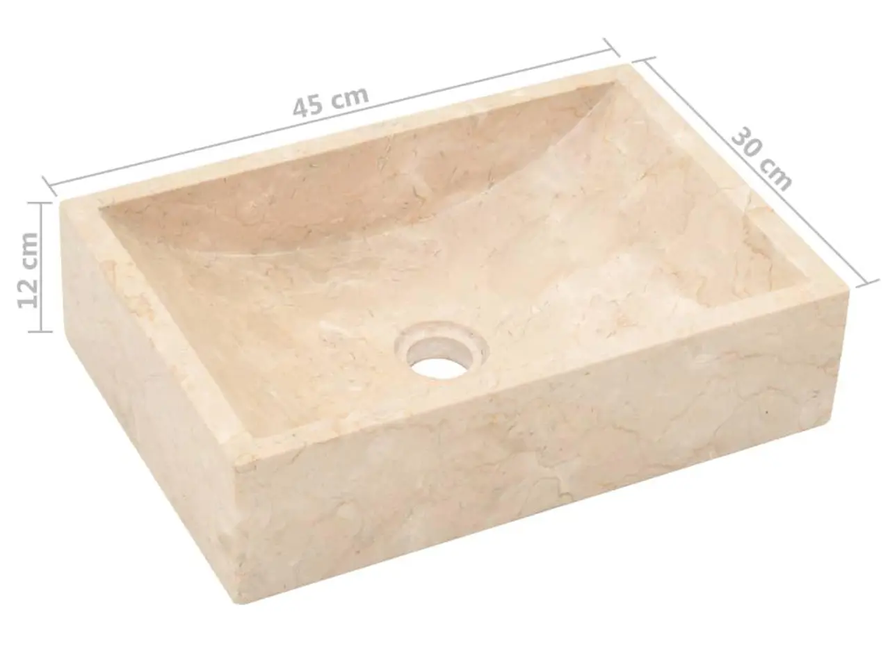 Billede 8 - Håndvask i marmor 45 x 30 x 12 cm - cremefarvet højglans