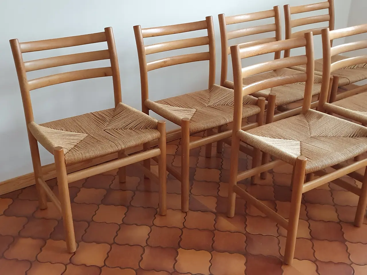 Billede 6 - Spisebordsstole egetræ med fletsæder