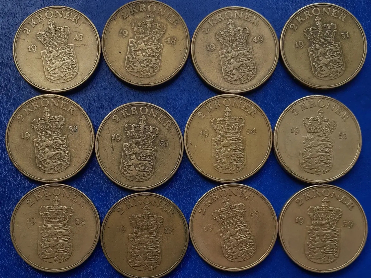 Billede 1 - 2 kr. komplet Fre. IX, fra 1947 til 1959