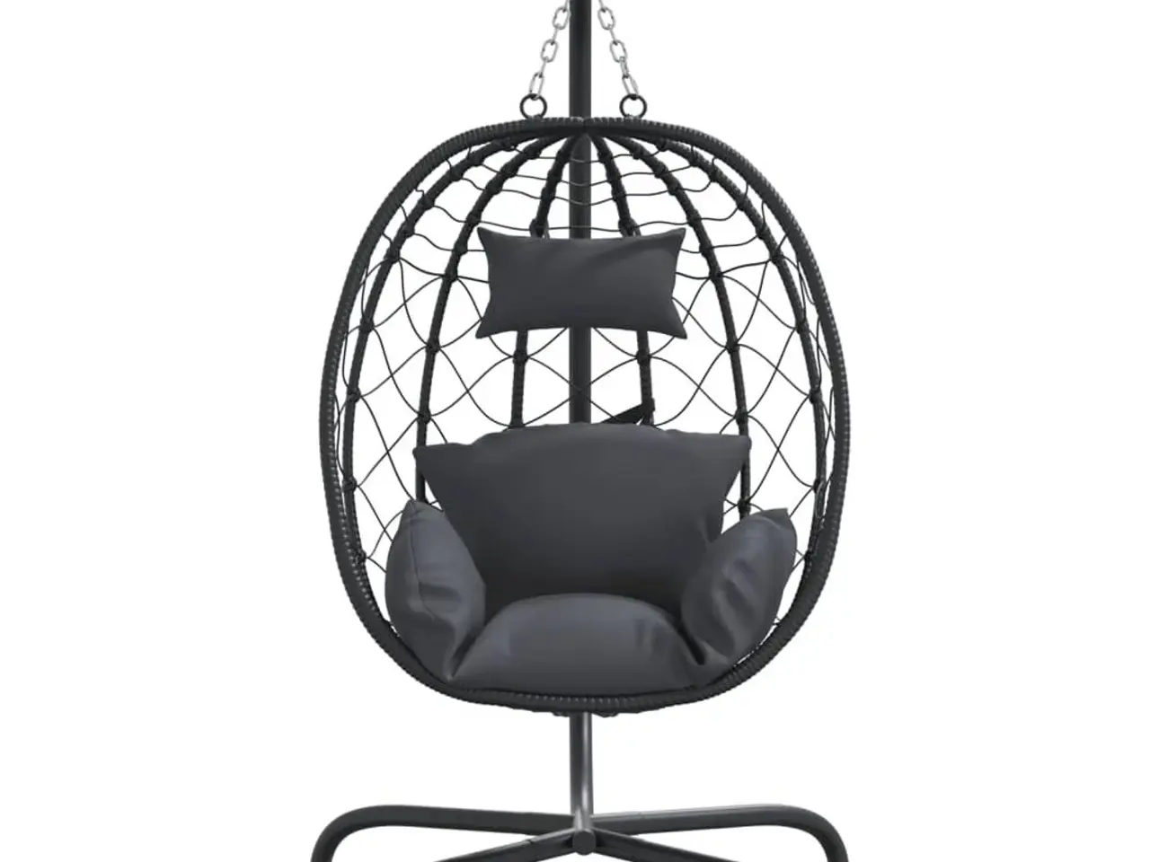 Billede 3 - Hængestol med æg og hynder antracit polyrattan og stål