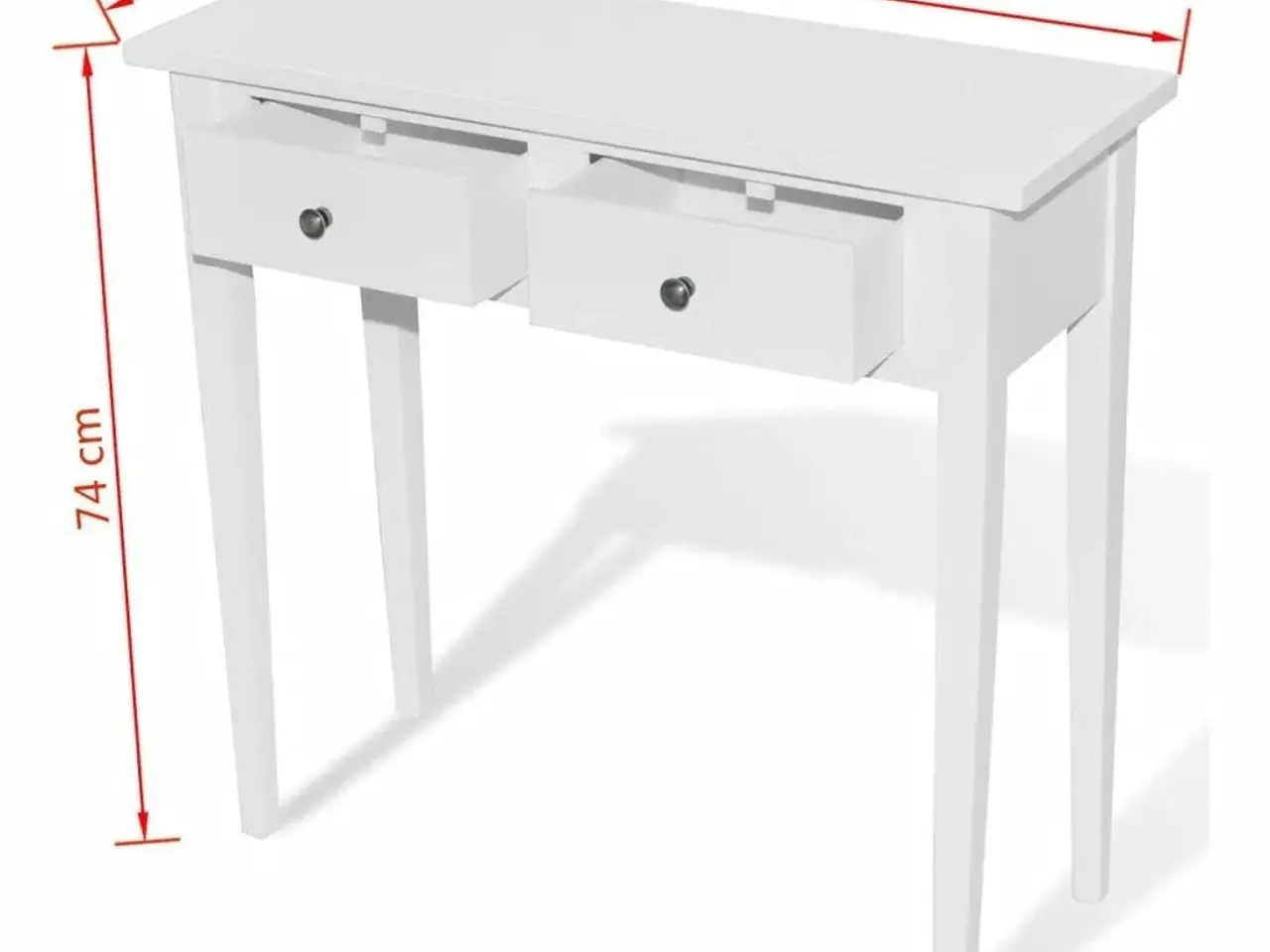 Billede 6 - Konsolbord med to skuffer - hvid MDF og fyrretræ