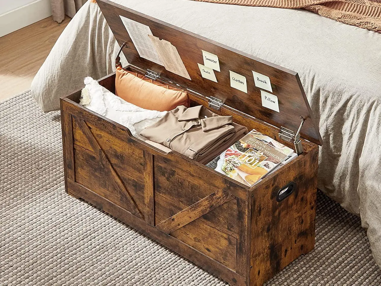 Billede 4 - Opbevaringsbænk trælook 100 × 40 × 46 cm, rustik brun