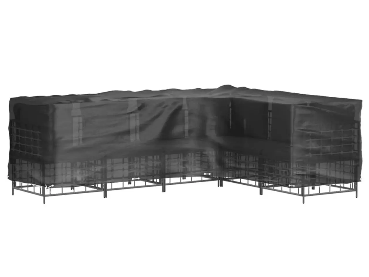 Billede 9 - L-formet havemøbelovertræk 210 × 260 × 80 cm - 16 øjer, sort