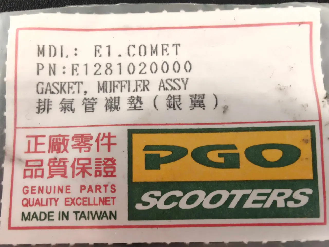 Billede 3 - PGO Comet. Ny Original Udstødnings Pakning