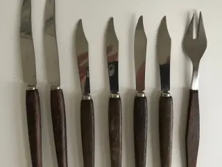 Frugtknive & Pålægsgaffel m/palisanderskaf