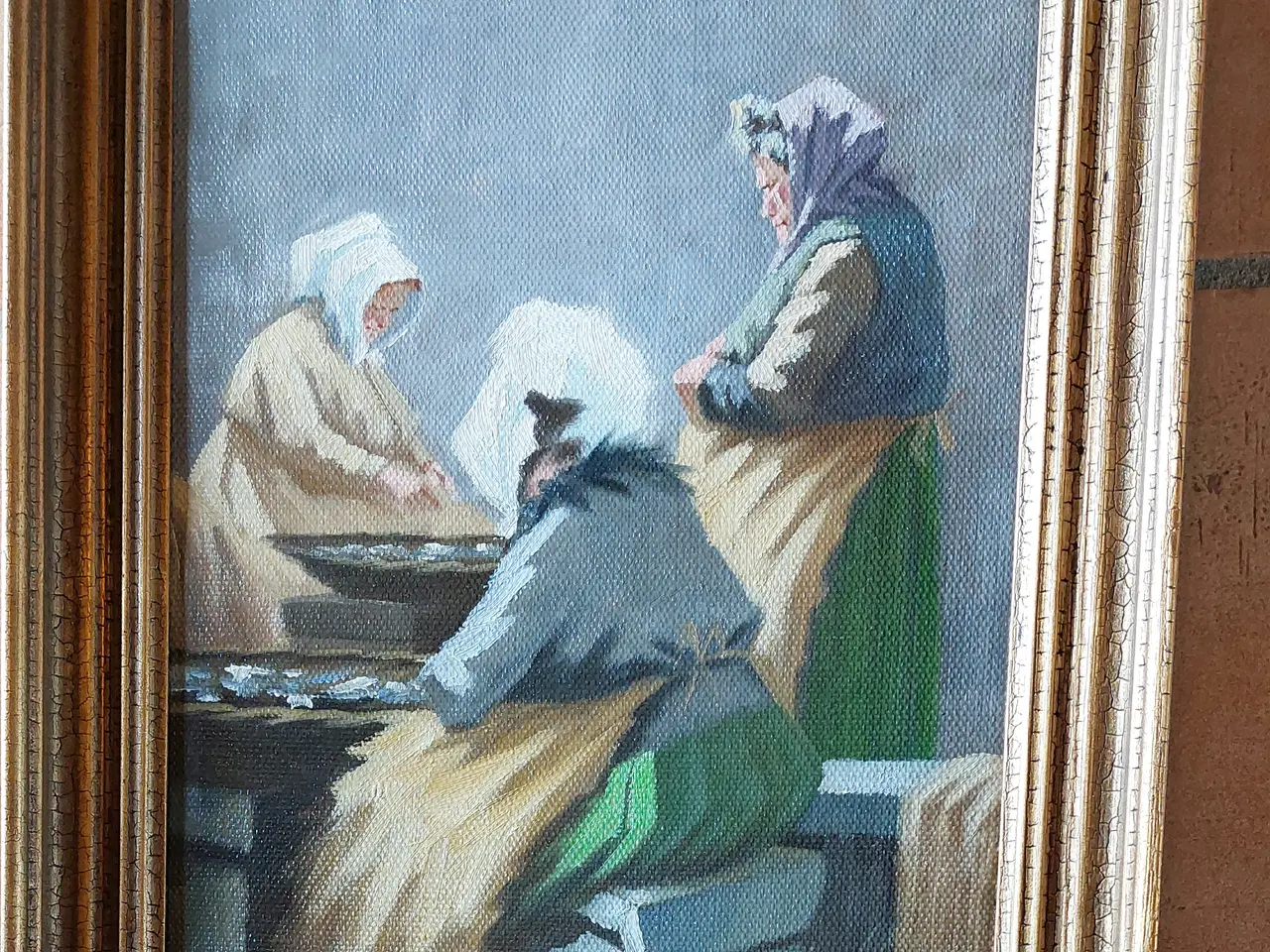 Billede 1 - FISKERKONER GAMMEL STRAND - oliemaleri