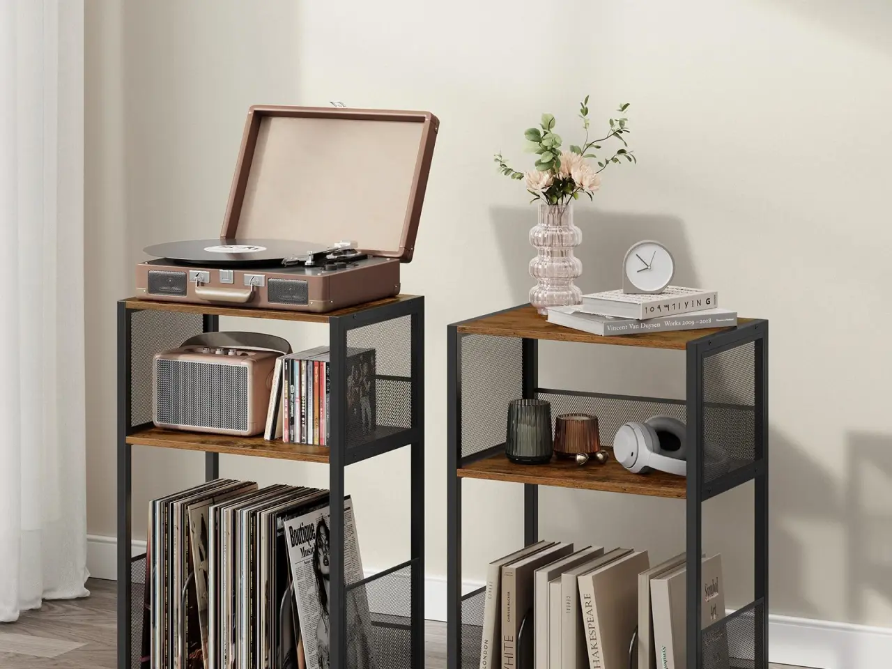 Billede 6 - Pladespillerbord med vinylopbevaring - rustik brun
